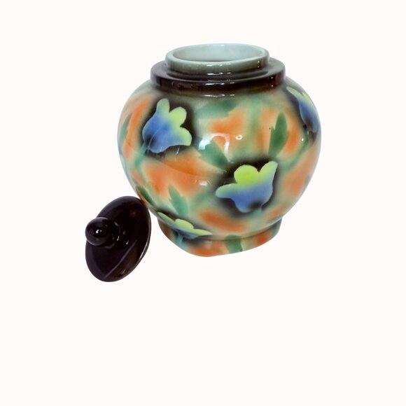 VTG Floral German Ginger Jar Retro Apothecary Style Home Decor Accent Pottery - Picture 15 of 16